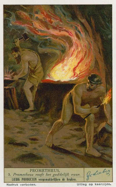 Prometheus stealing fire from the Gods by European School